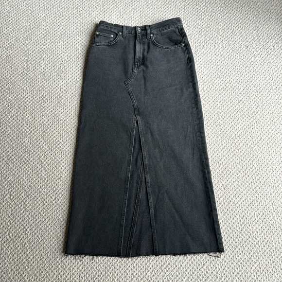 & Other Stories Straight Slit Black Denim Midi Skirt - Picture 4 of 4